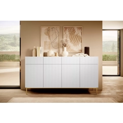 Komoda z szufladami Nicole 200 cm - biały mat / złote nóżki